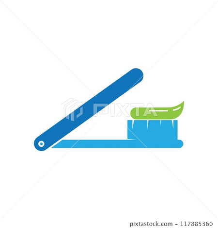 Tooth brush paste logo icon vector Tooth brush paste logo icon vector 117885360