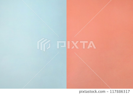 Aged pink and light blue paper background split into two parts 117886317