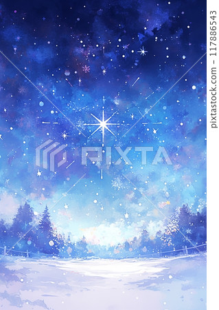 森林剪影和冬天的天空 117886543