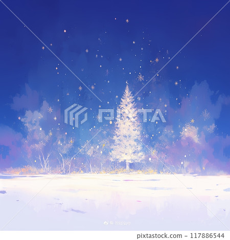 森林剪影和冬天的天空 117886544