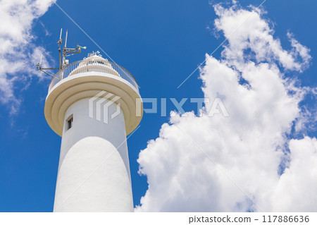 "Aomori Prefecture" Summer sky and white lighthouse, Hachinohe City 117886636