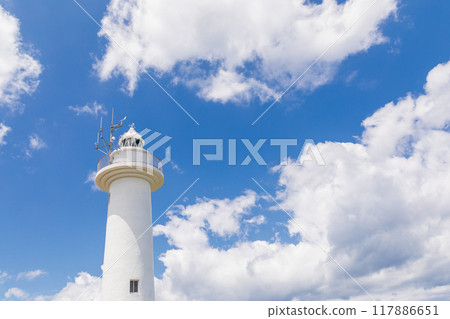 "Aomori Prefecture" Summer sky and white lighthouse, Hachinohe City 117886651