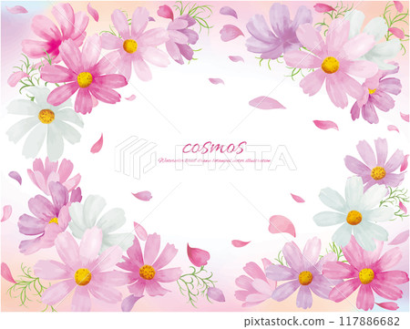 水彩手繪宇宙花朵向量插畫框架 117886682