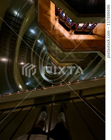 Spiral staircase inside the Kannon statue 117886686