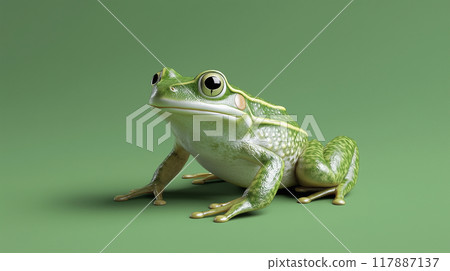 AI-generated realistic 3D image of a cute little green frog 117887137