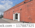 Scenery of red brick warehouses and blue sky 117887325