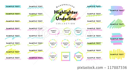 手寫螢光筆標記底線向量素材 手寫螢光筆標記底線向量素材 117887336