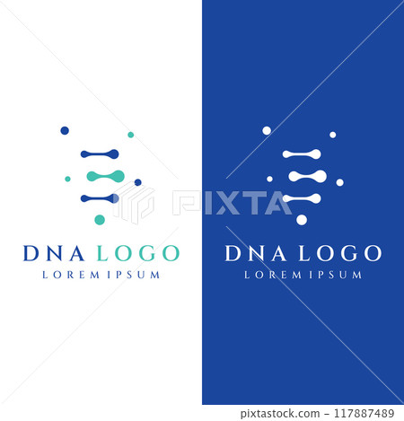 Logo design template DNA elements. Bio tech, DNA people, bio DNA, DNA spirals. Logos can be for science, pharmacy and medical. 117887489