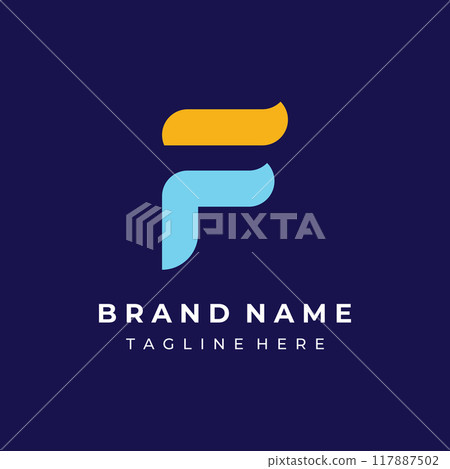 Logo design abstract template element initial letter F geometric shape. Minimalist and modern F Logo design. Logo can be used for branding and business cards. 117887502