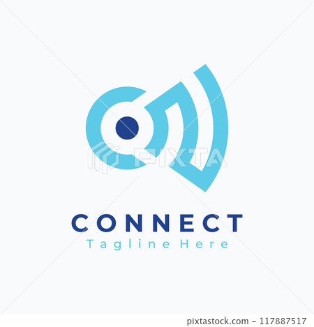 Signal or internet or wireless network wave template Logo design.Logos for wifi,data and technology companies 117887517