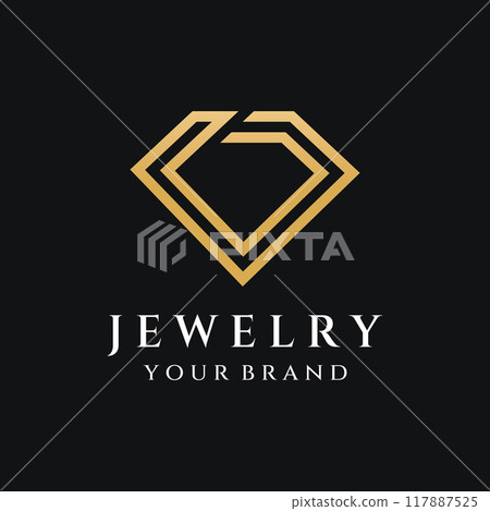 Jewelry ring abstract logo template design with luxury diamonds or gems.Isolated on black and white background.Logo can be for jewelry brands and signs. Jewelry ring abstract logo template design with luxury diamonds or gems.Isolated on black and white background.Logo can be for jewelry brands and signs. 117887525