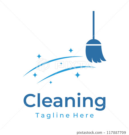 Cleaning Logo template design.Cleaning protection,house cleaner with washing spray and cleaning tools. 117887709