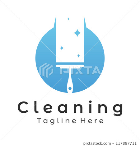 Cleaning Logo template design.Cleaning protection,house cleaner with washing spray and cleaning tools. 117887711