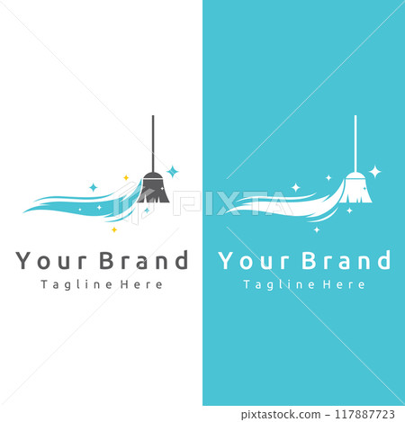 Cleaning Logo template design.Cleaning protection,house cleaner with washing spray and cleaning tools. 117887723
