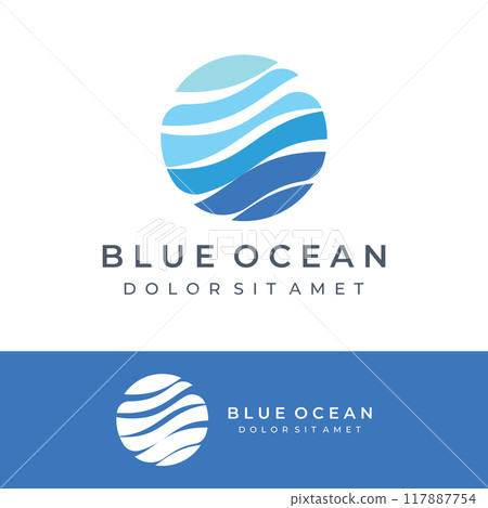 Natural blue pure aqua water Logotype design.Aqua abstract design with outline.Drinking or mineral water sign icon. Natural blue pure aqua water Logotype design.Aqua abstract design with outline.Drinking or mineral water sign icon. 117887754