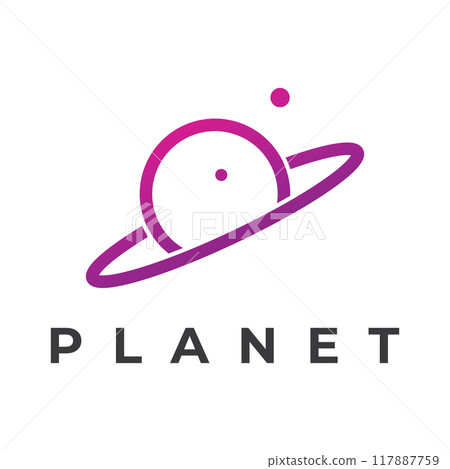 Space planet template logo vector design surrounded by rings or orbits. For posters, business cards, space science. Space planet template logo vector design surrounded by rings or orbits. For posters, business cards, space science. 117887759