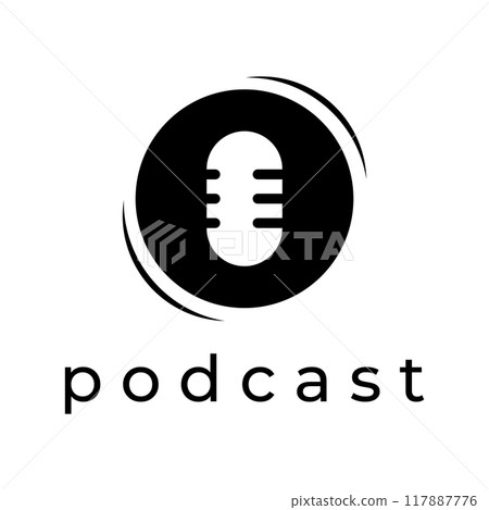 Podcast logo template vector design with modern trendy microphone audio. Podcasts for studio, interview, multimedia and web. 117887776