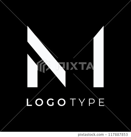 Abstract initial template logo minimalist letter M element.Symbol of modern, elegant, unique and luxurious geometry.Design for identity.brand. company business. 117887853