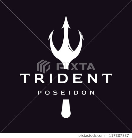 Simple vintage poseion trident spear template Logo design. 117887887