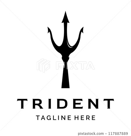 Simple vintage poseion trident spear template Logo design. 117887889