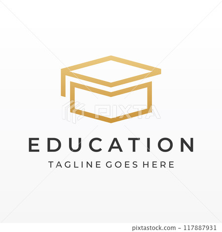 Creative student education logo template design with hat, book, pencil or pen sign.Inspired by graduating students.Logos for universities, colleges of education and schools. 117887931