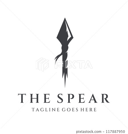 Traditional spear head and spear head logo template design for hunting. Traditional spear head and spear head logo template design for hunting. 117887950
