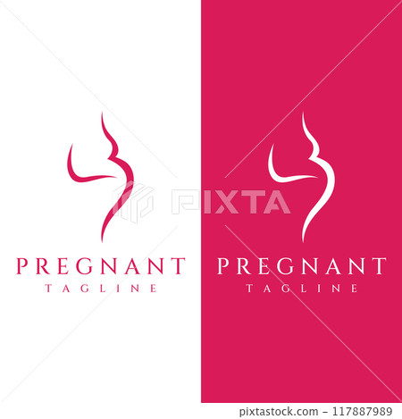 Abstract Logo design of mother or pregnant woman or baby. Logos for clinics, pharmacies and hospitals. 117887989