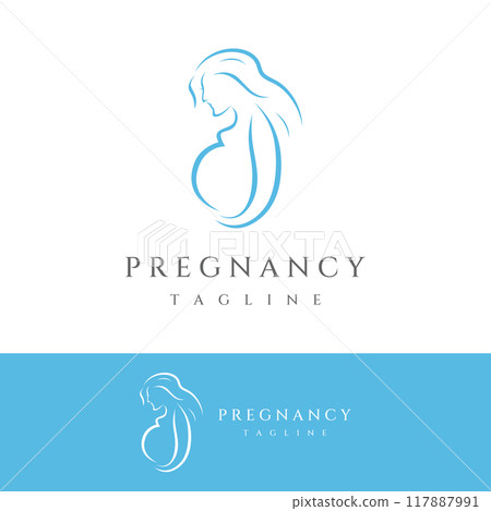 Abstract Logo design of mother or pregnant woman or baby. Logos for clinics, pharmacies and hospitals. Abstract Logo design of mother or pregnant woman or baby. Logos for clinics, pharmacies and hospitals. 117887991