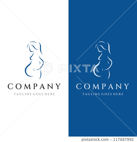 Abstract Logo design of mother or pregnant woman or baby. Logos for clinics, pharmacies and hospitals. Abstract Logo design of mother or pregnant woman or baby. Logos for clinics, pharmacies and hospitals. 117887992