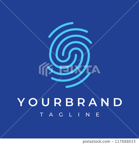 Modern human fingerprint vector logotype. Fingerprint for identity, business card, technology, digital. Modern human fingerprint vector logotype. Fingerprint for identity, business card, technology, digital. 117888015
