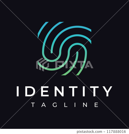Modern human fingerprint vector logotype. Fingerprint for identity, business card, technology, digital. Modern human fingerprint vector logotype. Fingerprint for identity, business card, technology, digital. 117888016