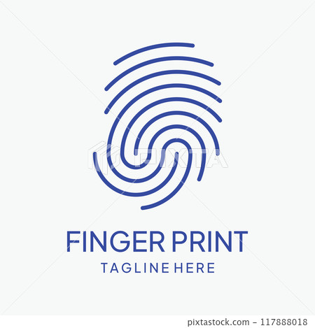 Modern human fingerprint vector logotype. Fingerprint for identity, business card, technology, digital. Modern human fingerprint vector logotype. Fingerprint for identity, business card, technology, digital. 117888018