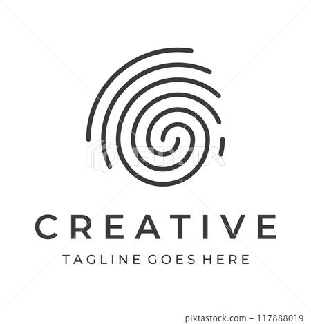 Modern human fingerprint vector logotype. Fingerprint for identity, business card, technology, digital. Modern human fingerprint vector logotype. Fingerprint for identity, business card, technology, digital. 117888019