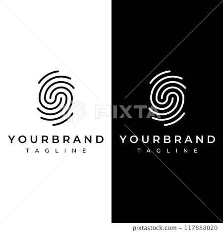 Modern human fingerprint vector logotype. Fingerprint for identity, business card, technology, digital. Modern human fingerprint vector logotype. Fingerprint for identity, business card, technology, digital. 117888020