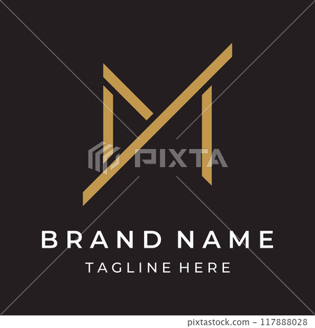 Abstract initial template logo minimalist letter M element.Symbol of modern, elegant, unique and luxurious geometry.Design for identity.brand. company business. 117888028