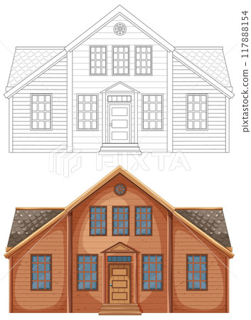 Detailed House Vector Illustration 117888154