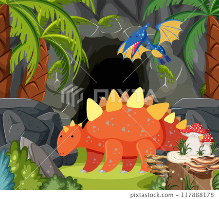 Dinosaurs in a Prehistoric Jungle Dinosaurs in a Prehistoric Jungle 117888178