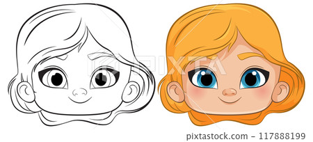 Cute Girl's Face Illustration 117888199