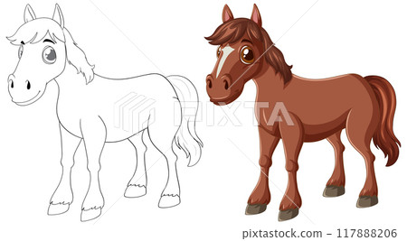 Cute Cartoon Horse Illustration 117888206