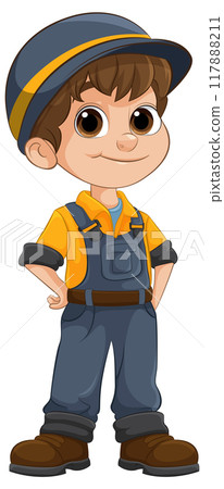 Cheerful Boy in Work Outfit 117888211