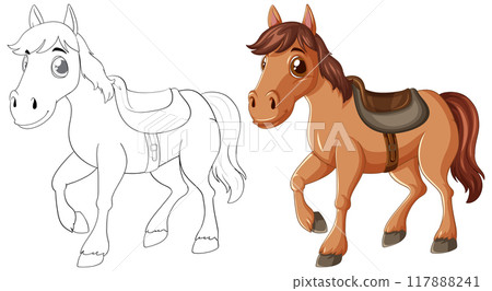 Cartoon Horse Illustration for Kids 117888241
