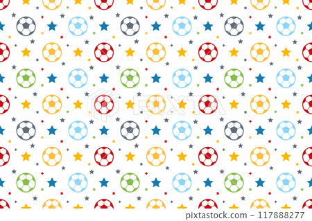 彩色足球無縫圖案，白色背景 117888277
