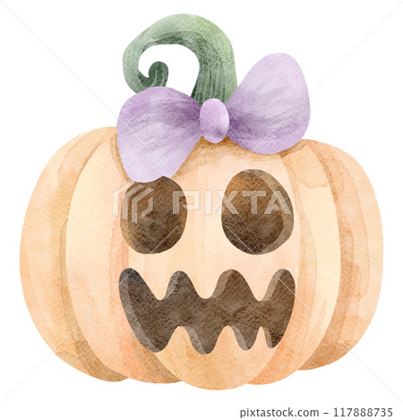 Watercolor Pumpkin Ghost-4 117888735