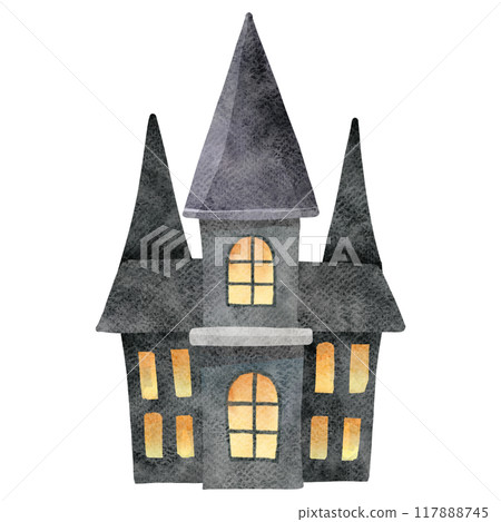 Haunted House Watercolor 117888745