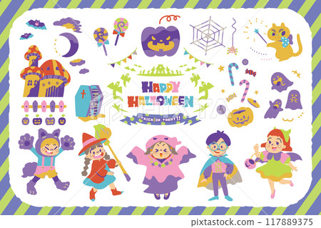 Cute Halloween kids illustration set 2 Cute Halloween kids illustration set 2 117889375