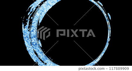 Illustration material of a sparkling blue Japanese-style circle on a black background Illustration material of a sparkling blue Japanese-style circle on a black background 117889909