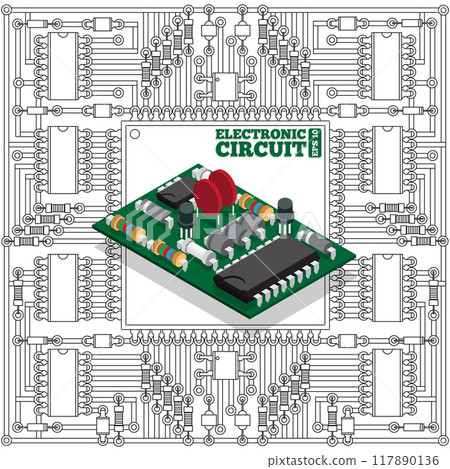 The electronic board on a white background. Vector illustration.  The electronic board on a white background. Vector illustration.  117890136
