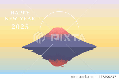 Mt. Fuji illustration 2025 New Year's card (vector background illustration) 117890237