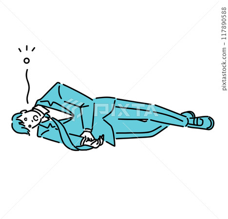 A man in a suit collapses in a state of lethargy A man in a suit collapses in a state of lethargy 117890588