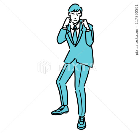 A man in a suit making a fighting pose A man in a suit making a fighting pose 117890591